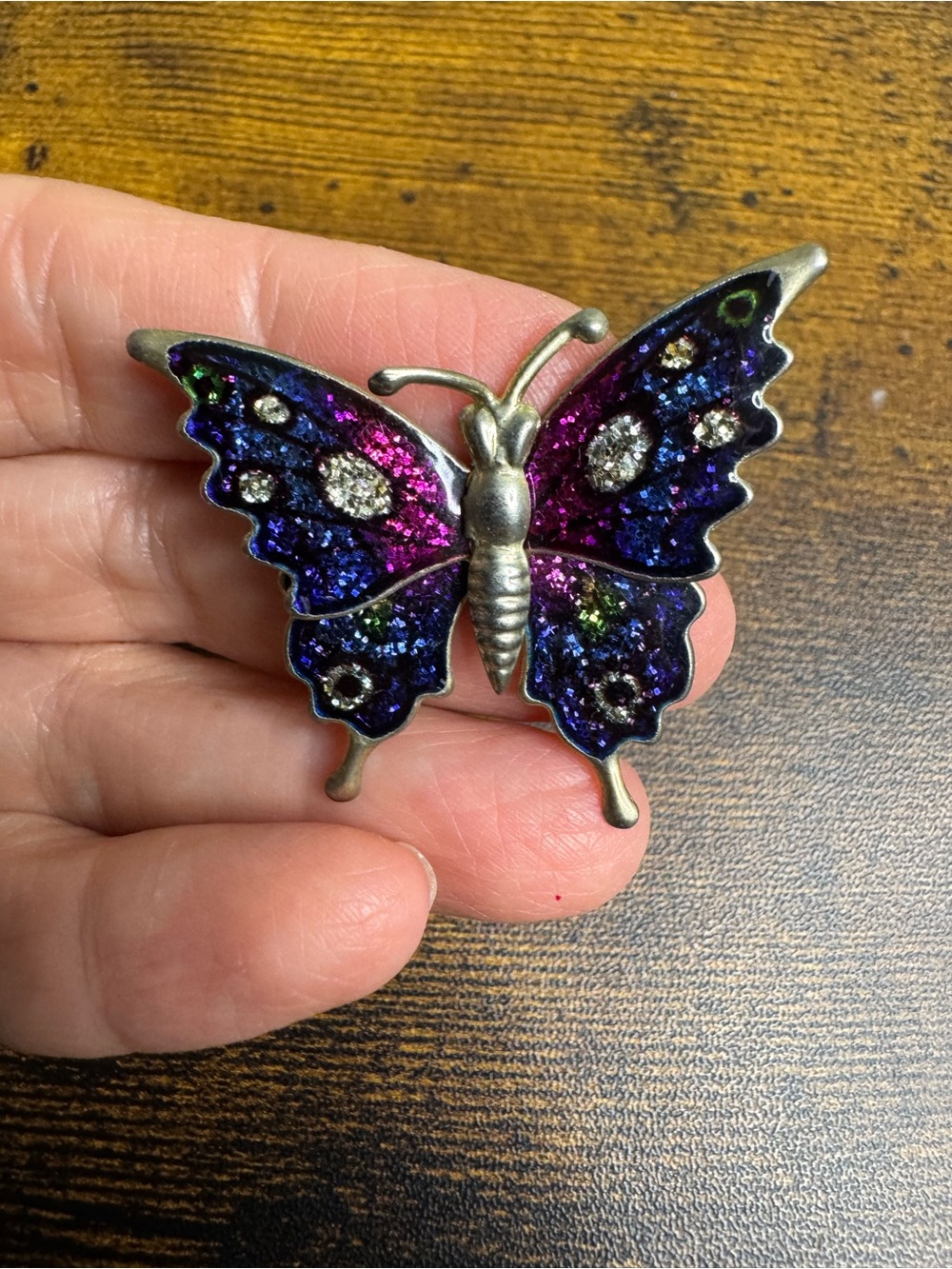 Butterfly Brooch Pin in Purple and Pink Glitter